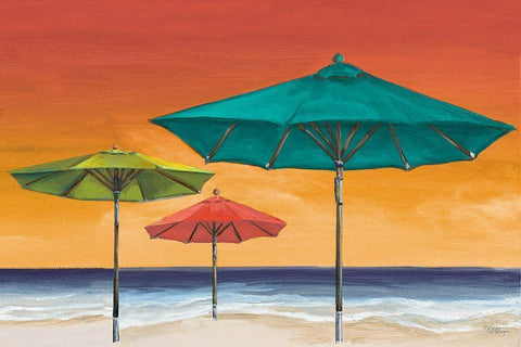 Tropical Umbrellas II Black Ornate Wood Framed Art Print with Double Matting by Hakimipour, Tiffany