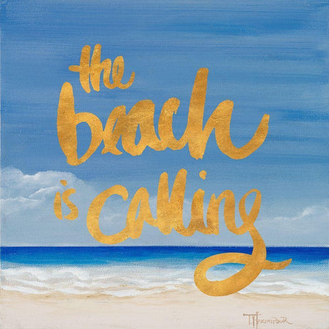 The Beach Is Calling White Modern Wood Framed Art Print with Double Matting by Hakimipour, Tiffany