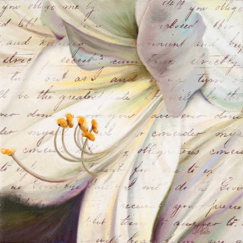 Lily Script I White Modern Wood Framed Art Print by Pinto, Patricia