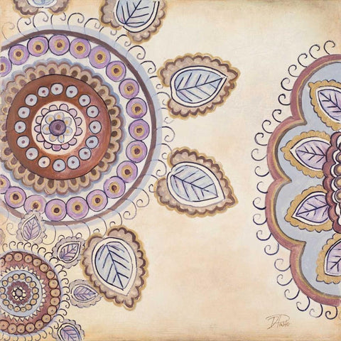 Lavender Textiles I Gold Ornate Wood Framed Art Print with Double Matting by Pinto, Patricia