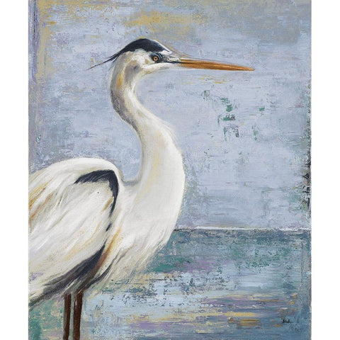 Blue Heron on Blue I Black Modern Wood Framed Art Print with Double Matting by Pinto, Patricia