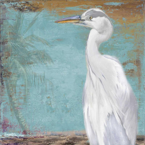 Tropic Heron II White Modern Wood Framed Art Print with Double Matting by Pinto, Patricia