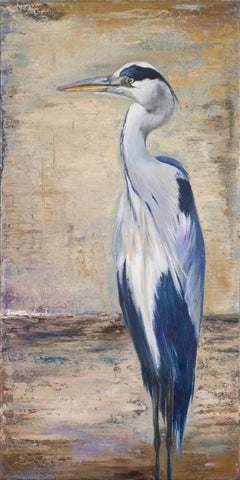 Blue Heron II Black Ornate Wood Framed Art Print with Double Matting by Pinto, Patricia
