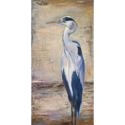 Blue Heron II White Modern Wood Framed Art Print by Pinto, Patricia