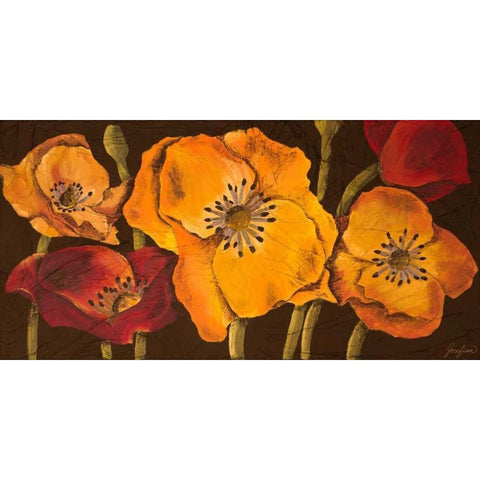 Dazzling Poppies II White Modern Wood Framed Art Print by Josefina