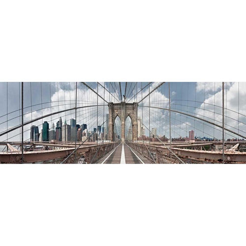 Brooklyn Bridge Black Modern Wood Framed Art Print by Lake, Shelley