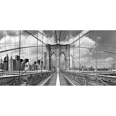 Brooklyn Bridge Gold Ornate Wood Framed Art Print with Double Matting by Lake, Shelley