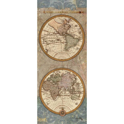 World Map Panel I Black Modern Wood Framed Art Print with Double Matting by Medley, Elizabeth