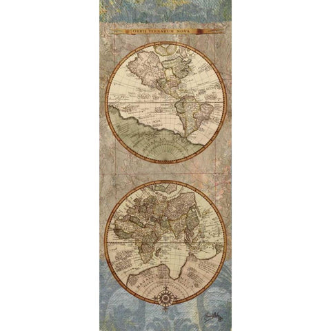 World Map Panel II Gold Ornate Wood Framed Art Print with Double Matting by Medley, Elizabeth