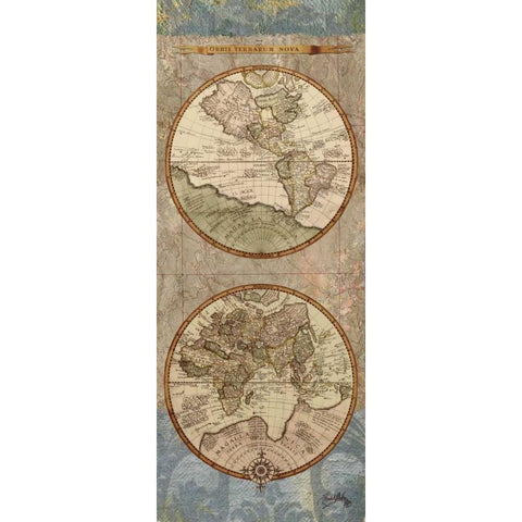 World Map Panel II Black Modern Wood Framed Art Print with Double Matting by Medley, Elizabeth