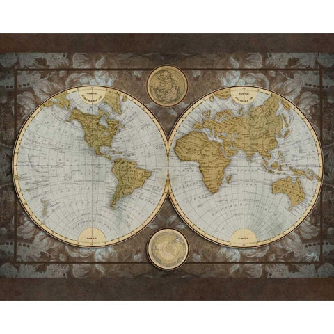 World Map Black Modern Wood Framed Art Print by Medley, Elizabeth