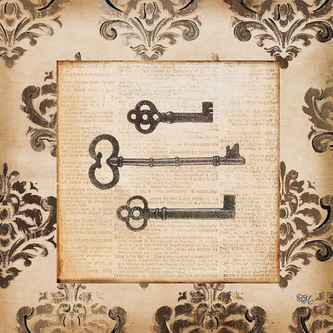 Vintage Keys I Black Modern Wood Framed Art Print with Double Matting by Hakimipour, Tiffany