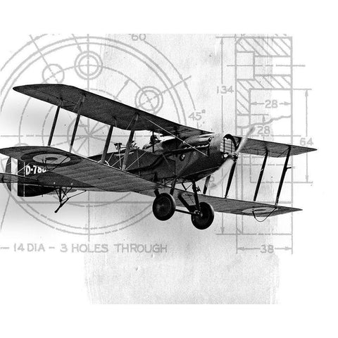 Flight Plans I White Modern Wood Framed Art Print by Marcon, Michael
