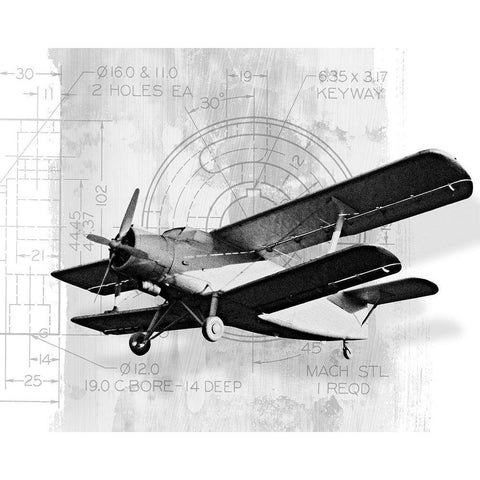 Flight Plans II White Modern Wood Framed Art Print by Marcon, Michael