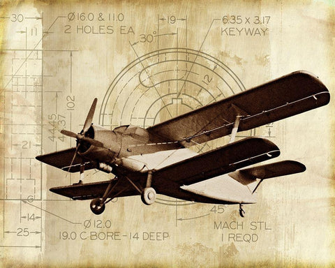 Flight Plans II White Modern Wood Framed Art Print with Double Matting by Marcon, Michael
