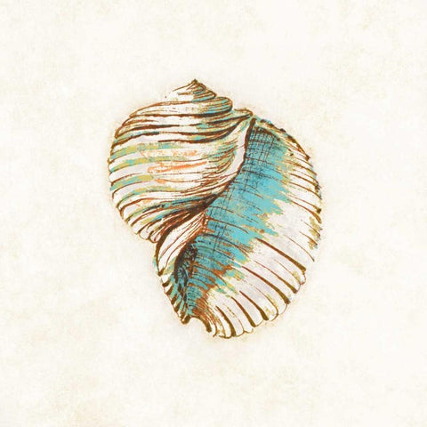 Coastal Teal Seashell I Gold Ornate Wood Framed Art Print with Double Matting by Loreth, Lanie