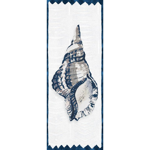 Indigo Shell Panel I Gold Ornate Wood Framed Art Print with Double Matting by Loreth, Lanie