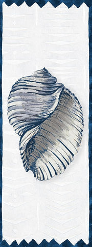 Indigo Shell Panel II White Modern Wood Framed Art Print with Double Matting by Loreth, Lanie