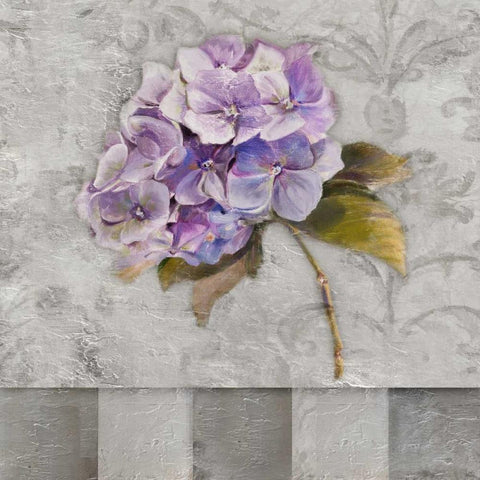 Hydrangeas and Stripes II White Modern Wood Framed Art Print by Pinto, Patricia