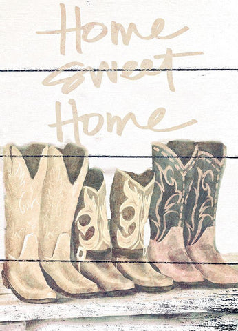 Home Sweet Home Boots in Shape Black Ornate Wood Framed Art Print with Double Matting by Josefina