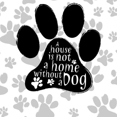 BandW Dog Paw I Black Modern Wood Framed Art Print with Double Matting by SD Graphics Studio