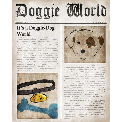 Doggie World Gold Ornate Wood Framed Art Print with Double Matting by SD Graphics Studio
