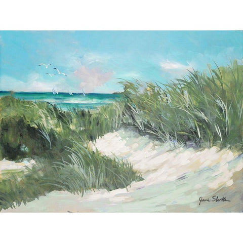 Beach Coast Grass Black Modern Wood Framed Art Print with Double Matting by Slivka, Jane