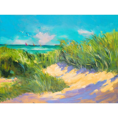 Blue Grass Breeze I Black Modern Wood Framed Art Print by Slivka, Jane