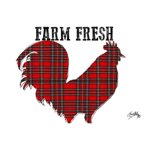 Farm Fresh Plaid Rooster White Modern Wood Framed Art Print by Medley, Elizabeth