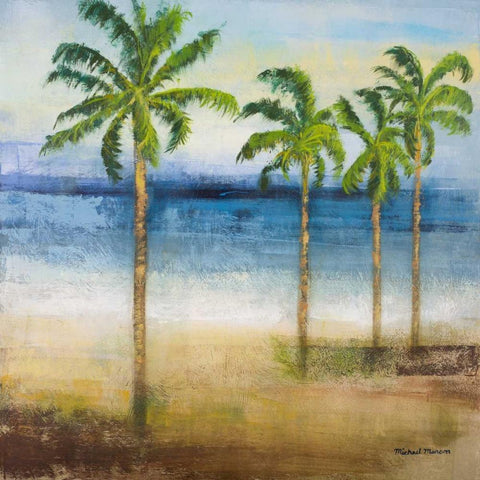 Ocean Palms II Black Ornate Wood Framed Art Print with Double Matting by Marcon, Michael
