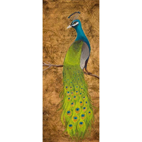 Peacocks I Gold Ornate Wood Framed Art Print with Double Matting by Josefina