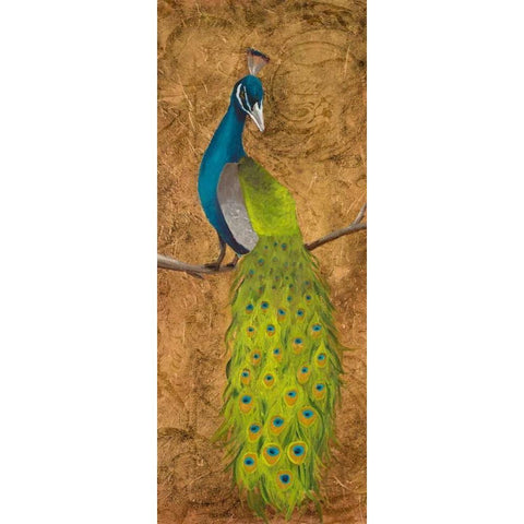 Peacocks II Black Modern Wood Framed Art Print with Double Matting by Josefina