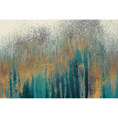 Teal Woods with Gold Black Modern Wood Framed Art Print with Double Matting by Gonzalez, Roberto