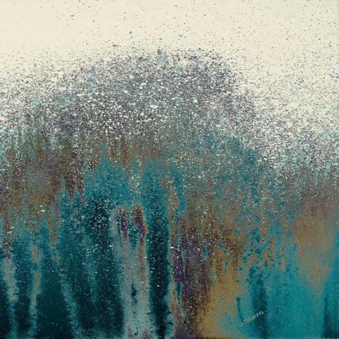 Teal Woods II Black Modern Wood Framed Art Print with Double Matting by Gonzalez, Roberto