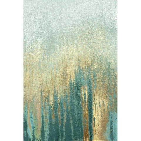 Teal Golden Woods White Modern Wood Framed Art Print by Gonzalez, Roberto