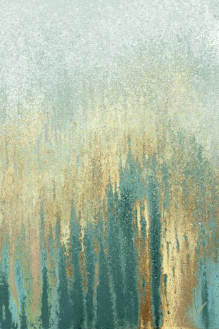 Teal Golden Woods Black Ornate Wood Framed Art Print with Double Matting by Gonzalez, Roberto