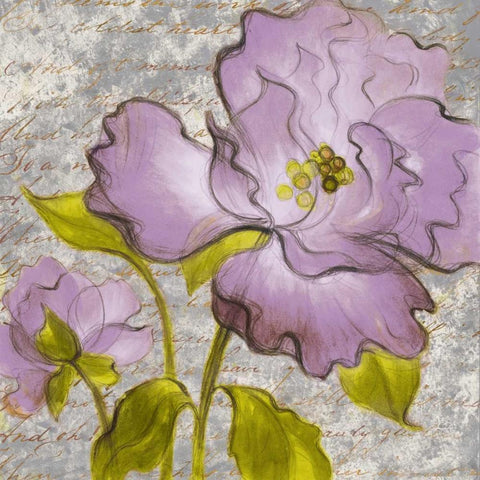 Purple Florals I White Modern Wood Framed Art Print by Loreth, Lanie