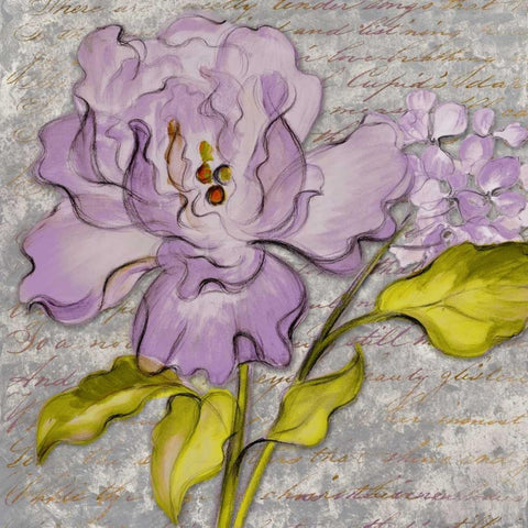 Purple Florals II Gold Ornate Wood Framed Art Print with Double Matting by Loreth, Lanie