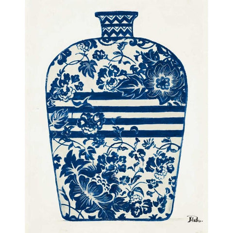 The Indigo Pottery II Black Modern Wood Framed Art Print by Pinto, Patricia