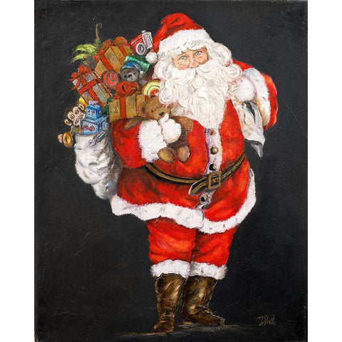 Jolly and Joyful Night Santa Black Modern Wood Framed Art Print with Double Matting by Pinto, Patricia