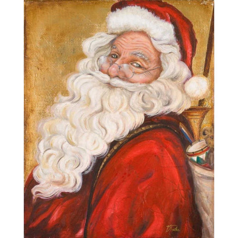 Smiling Santa Black Modern Wood Framed Art Print with Double Matting by Pinto, Patricia