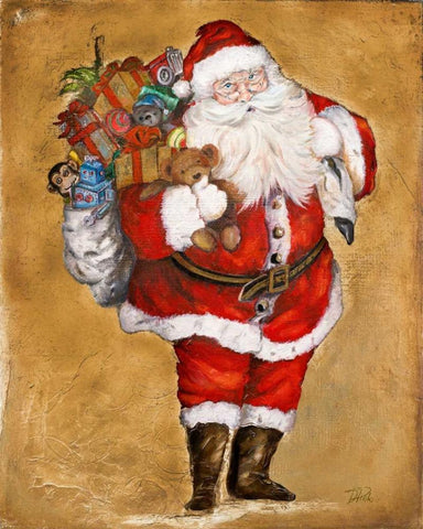 Jolly Night on Gold Black Ornate Wood Framed Art Print with Double Matting by Pinto, Patricia