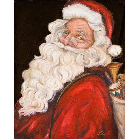 Smiling Santa Black Modern Wood Framed Art Print by Pinto, Patricia