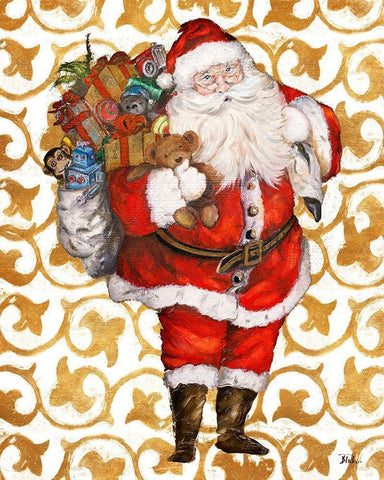 Golden Santa White Modern Wood Framed Art Print with Double Matting by Pinto, Patricia