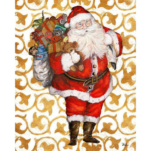 Golden Santa Black Modern Wood Framed Art Print by Pinto, Patricia