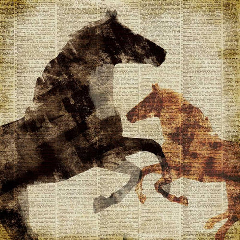 Horses I White Modern Wood Framed Art Print with Double Matting by Meneely, Dan