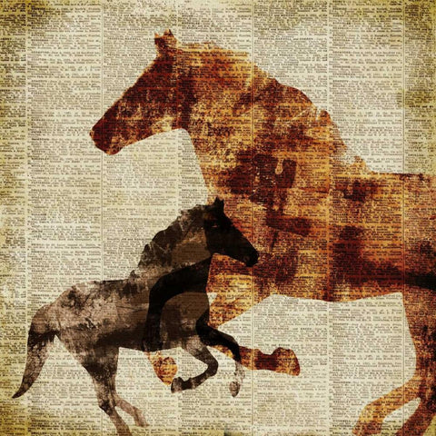 Horses II White Modern Wood Framed Art Print with Double Matting by Meneely, Dan