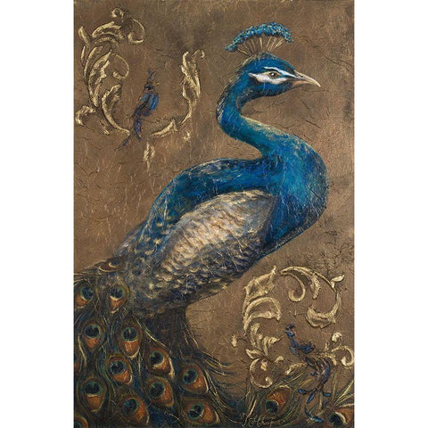 Pershing Peacock I Black Modern Wood Framed Art Print with Double Matting by Hakimipour, Tiffany