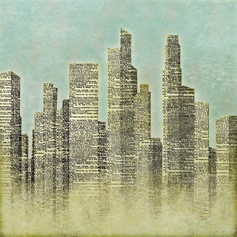 The City I White Modern Wood Framed Art Print with Double Matting by SD Graphics Studio