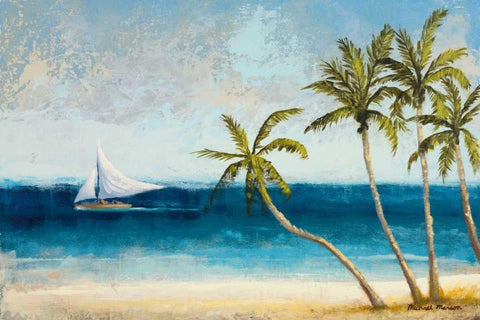 Atlantic Daydream II White Modern Wood Framed Art Print with Double Matting by Marcon, Michael